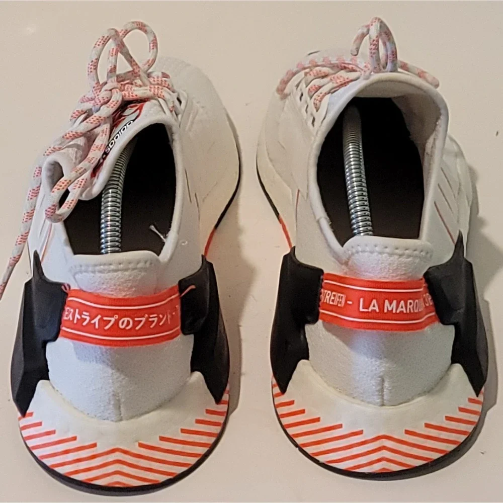 Adidas NMD R1 Primeknit Running White&Orange Men's Sneakers Sz 9 US